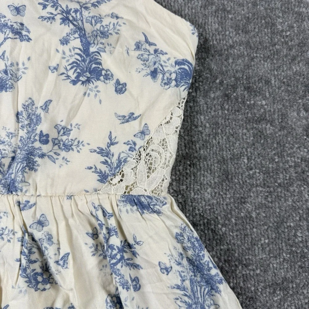 Disney Cinderella Dress Juniors Size XS Blue Halter Butterfly Print Sleeveless